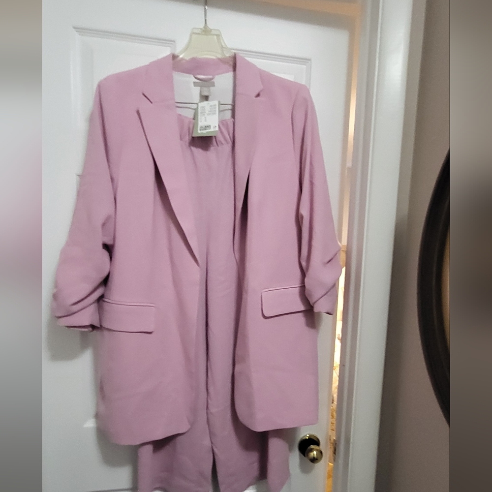 H&M  2 Piece Dusty Pink Longline Blazer &cropped Pant